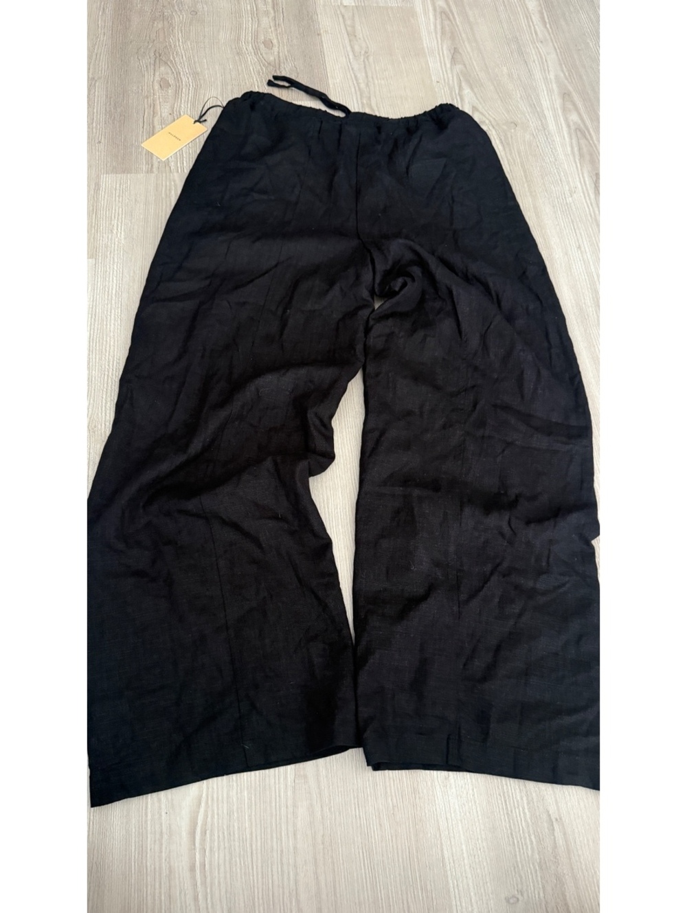 Halogen Black Linen Blend Wide Leg Pants NWT Pull On Relaxed Minimalist Size S - Picture 8 of 8